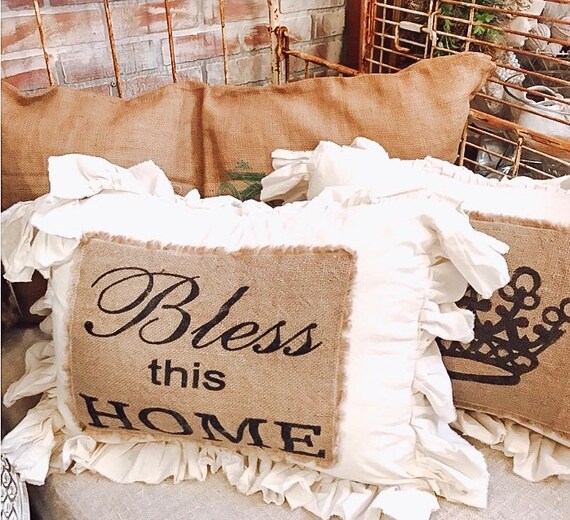 Muslin Burlap Ruffled Pillows