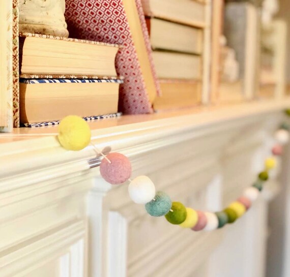Pastel Wool Felt Ball Garland