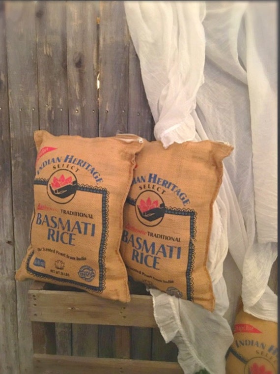 Basmati Rice Burlap Pillows