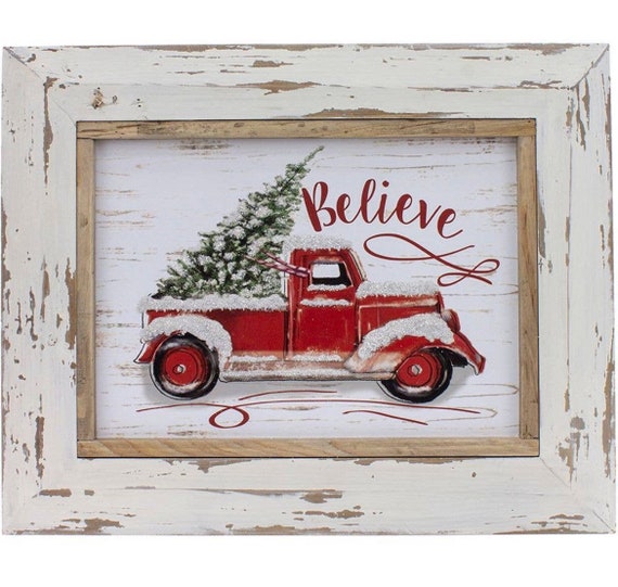 Wood Frame Truck Believe Sign