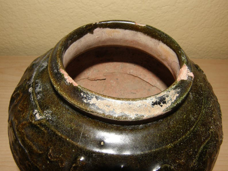 220AD Stoneware Jar Pot Semi Glazed Vietnam Occupation Antique Original Chinese Porcelain Han Dynasty 202BC