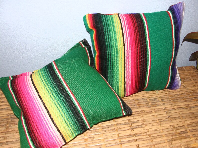 Green Mexican Pillows Pair of Pillows made from Mexican Etsy