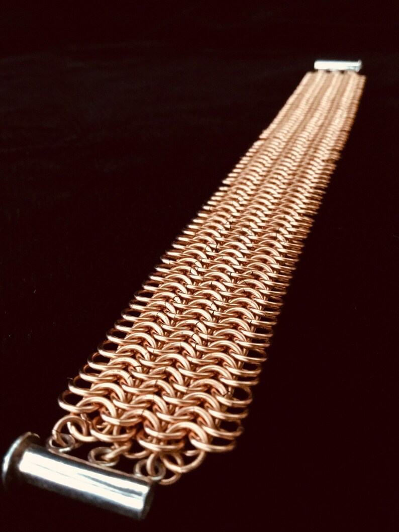 Copper chainmail cuff bracelet handmade copper chainmaille bracelet mesh cuff bracelet