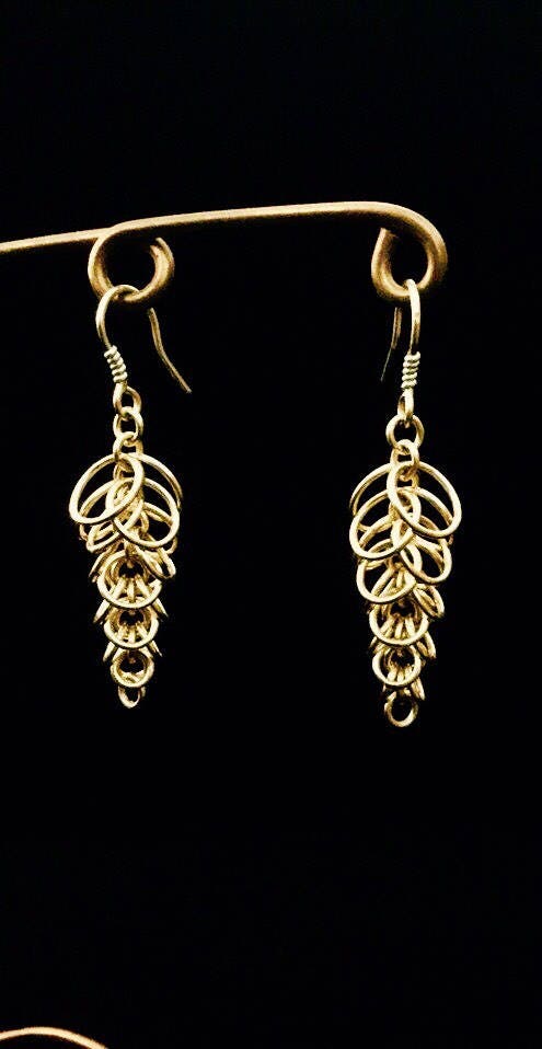 14k Gold Fill Graduated Shaggy Loops Chain Maille Earrings, Gold ...