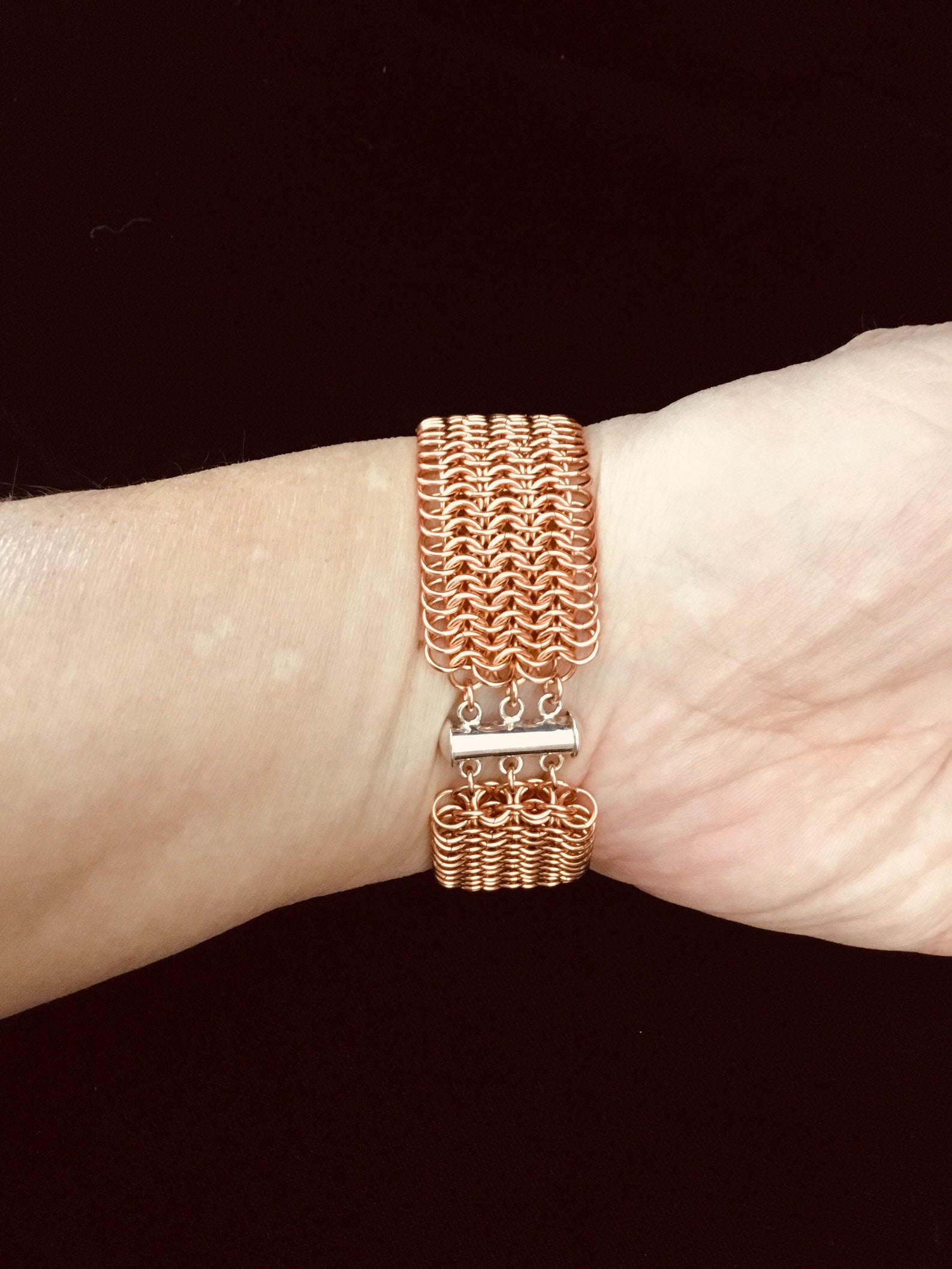 Copper Chainmail Cuff Bracelet Handmade Copper Chainmaille Etsy
