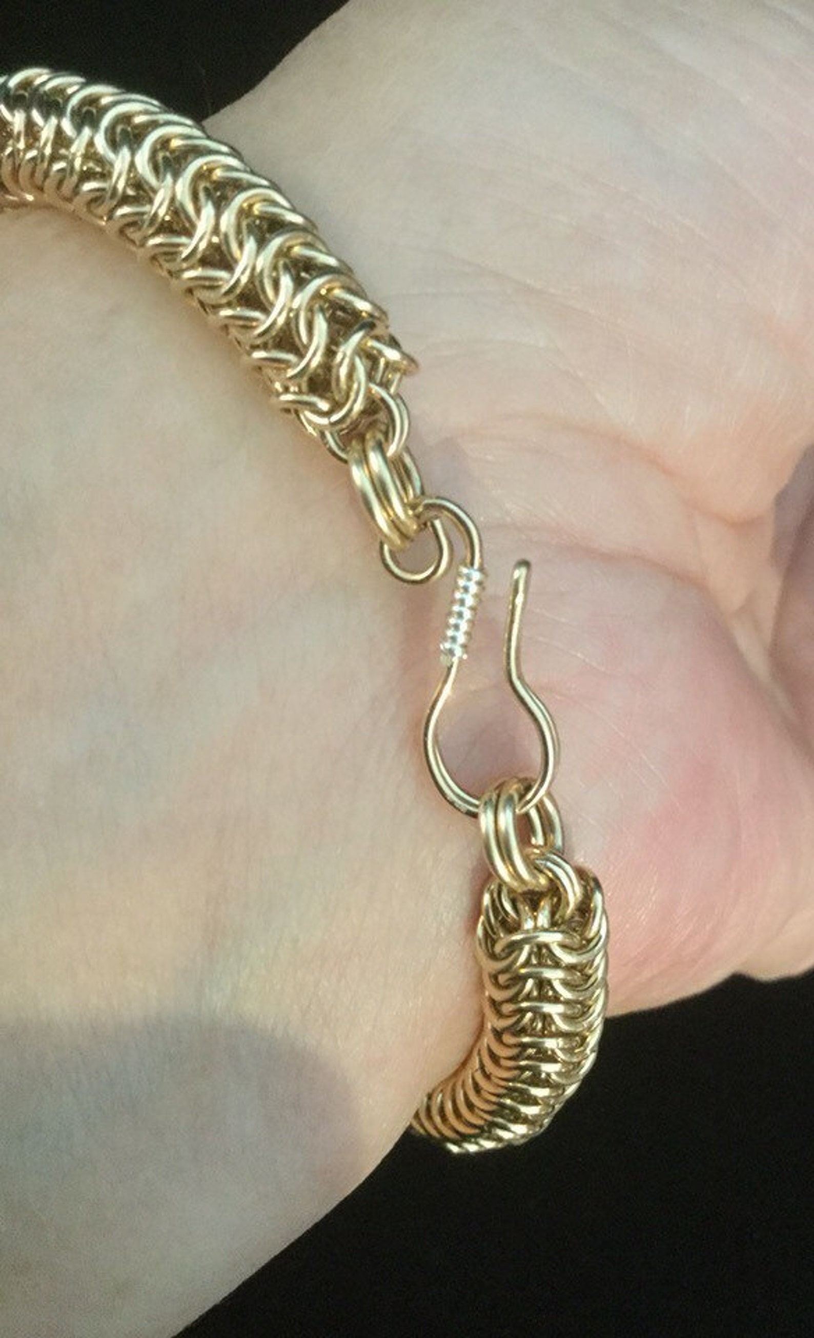 Gold Chain Mail Bracelet, 14k Gold Bracelet, Chainmaille Jewelry, Hand