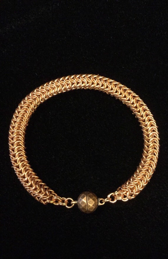 Copper chainmail cuff bracelet handmade copper chainmaille bracelet mesh cuff bracelet