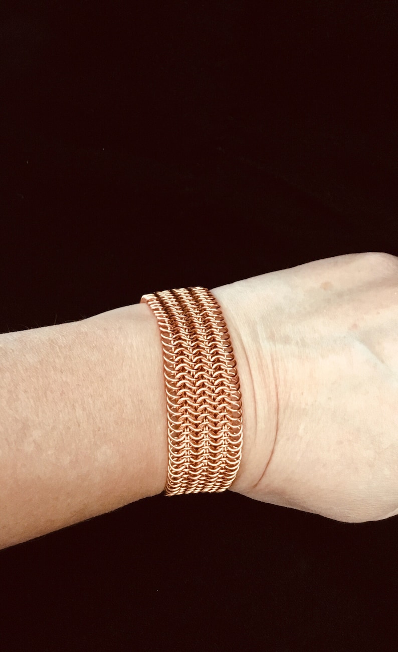 Copper Chainmail Cuff Bracelet Handmade Copper Chainmaille Etsy
