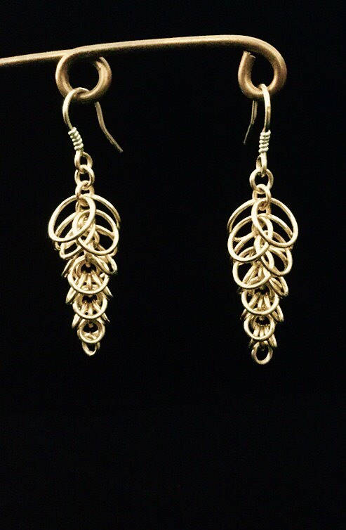 14k Gold Fill Graduated Shaggy Loops Chain Maille Earrings, Gold ...