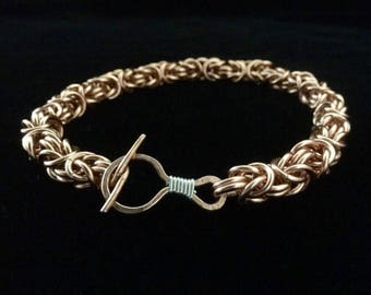 Copper chainmail Byzantine bracelet, copper chainmaille bracelet, chain mail bracelet, masculine jewelry, unisex jewelry