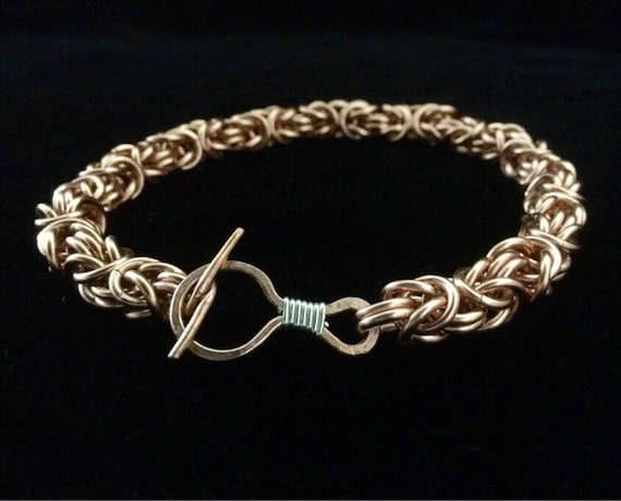 Copper chainmail cuff bracelet handmade copper chainmaille bracelet mesh cuff bracelet