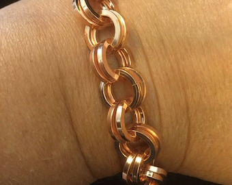 copper chain mail bracelet, Chunky Copper chainmaille bracelet, men's bracelet, square wire jewelry, masculine jewelry