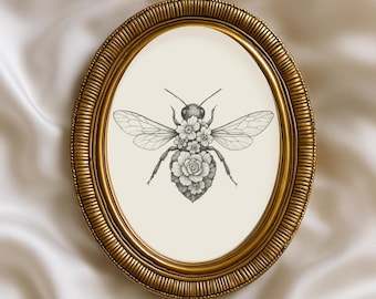 Arte mural vintage de abejas, decoración botánica de insectos, lámina de entomología antigua, póster vintage de abejorros, arte mural de abejas