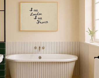 Arte mural "Veo Londres, veo Francia", arte neutro para sala de estar, impresión tipográfica - Descarga digital