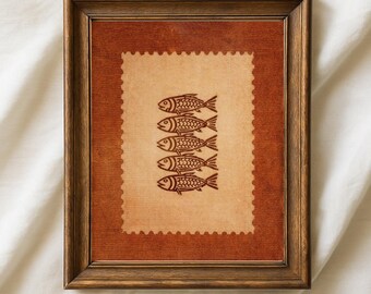 Arte rústico de pared, arte neutro para sala de estar, impresión de peces - Descarga digital