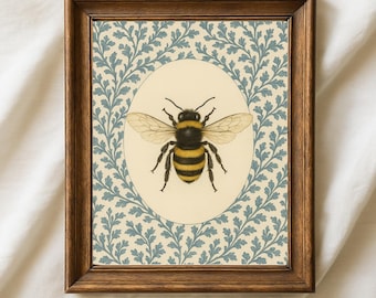 Arte mural vintage de abejas, decoración botánica de insectos, lámina de entomología antigua, póster vintage de abejorros, arte mural de abejas