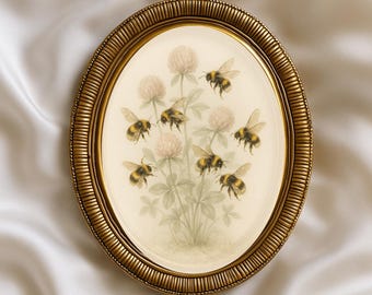 Ilustración vintage de abejas, decoración botánica de insectos, impresión de entomología antigua, póster retro de abejorros, arte mural de abejas