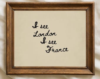 Arte mural "Veo Londres, veo Francia", arte neutro para sala de estar, impresión tipográfica - Descarga digital