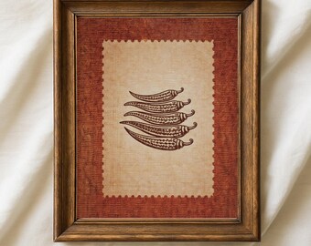 Arte rústico de pared, arte neutro para sala de estar, impresión de chiles - Descarga digital