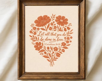 Arte mural cristiano, impresión de versículos bíblicos, decoración de flores silvestres con fe, arte de Dios para sala de estar - Descarga digital