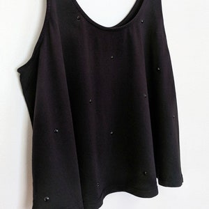 Sparkle Crop Tank / Black / Gray / White / Crystal Glass Rhinestones / Organic Cotton Tank Top / Polka Dot / Swing Tank / Crop Top / Fashion