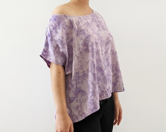 Hand Dyed Wide Neck or Off One Shoulder High-Low Woven Blouse / One Size / One Size Plus / Short Top / Tunic / Flowy / OTS / Resort Fashion