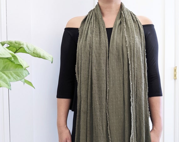 Frayed Edge Long Woven Scarf