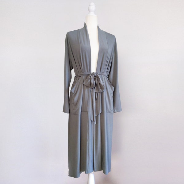 Jersey Robe with Pockets / Duster Cardigan / Lightweight Robe / Loungewear / Sage Green / Jade / Gray / Mauve / Burgundy / Blue / Black