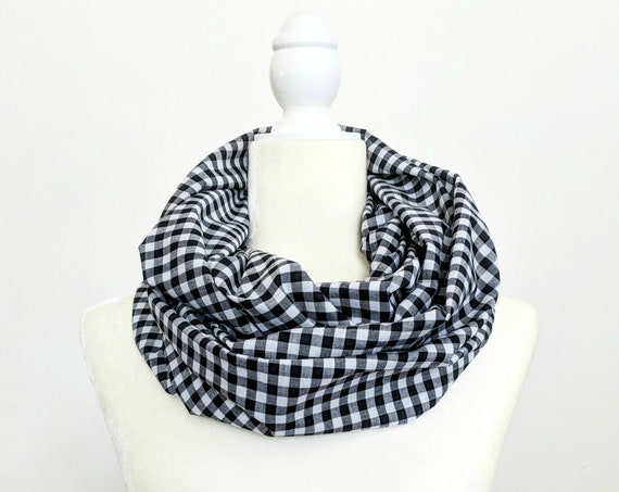 Black and White Gingham Infinity Scarf