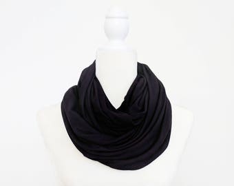 Jersey Infinity Scarf / Black / Heather Gray / Mauve / Burgundy / Plum Purple / Nave Blue / Sage Green / Jade / Periwinkle / Made in USA