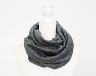 Sparkle Sweater Knit Infinity Scarf / Gunmetal Silver / Navy Silver Stripe / Long Scarf / Short Scarf / Fashion / Winter / Holiday / Gift