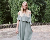 Jersey Asymmetry Off The Shoulder Midi Dress Flowy One Shoulder Mauve Burgundy Navy Sage Green Black LBD Resort Fashion