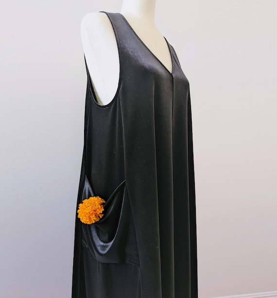 Velvet Pixie Pocket Midi Dress / Reversible Neckline / More Colors!