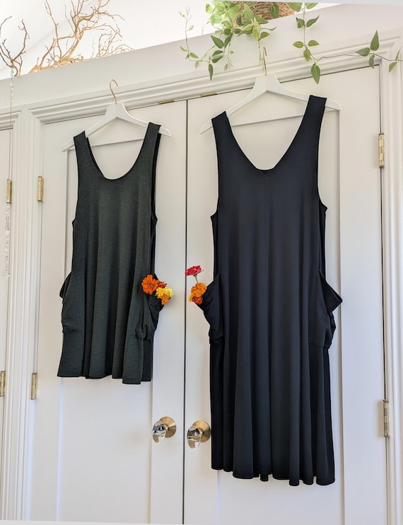 Bamboo Rayon Cotton Jersey Reversible Pixie Pocket Dress / One Size / Mini or Midi Length