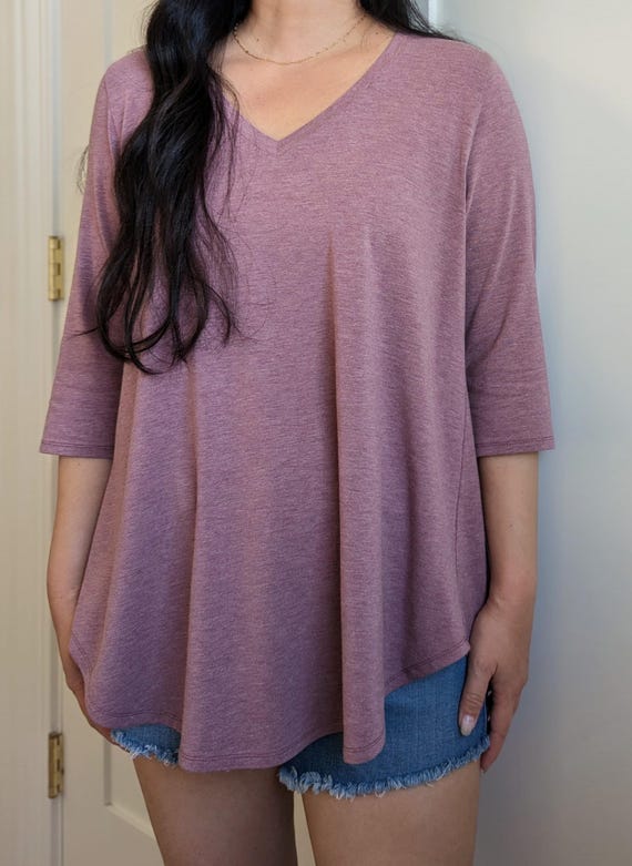 Customizable Bamboo Rayon Cotton Flowy Tunic Tee: V-Neck or Scoop, Choose Your Sleeve Length!