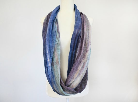 Blueberry Stripes Hand Dyed Jersey Infinity Scarf