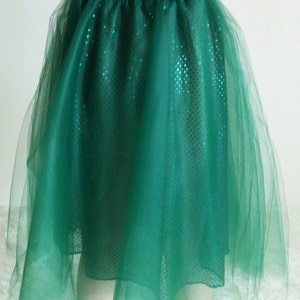 Tessa Hunter Green Tutu / Sparkle Skirt / Green Tulle Skirt / High Waist Midi Skirt / Party Fashion / Holiday Skirt / Hula Skirt / Mermaid image 4