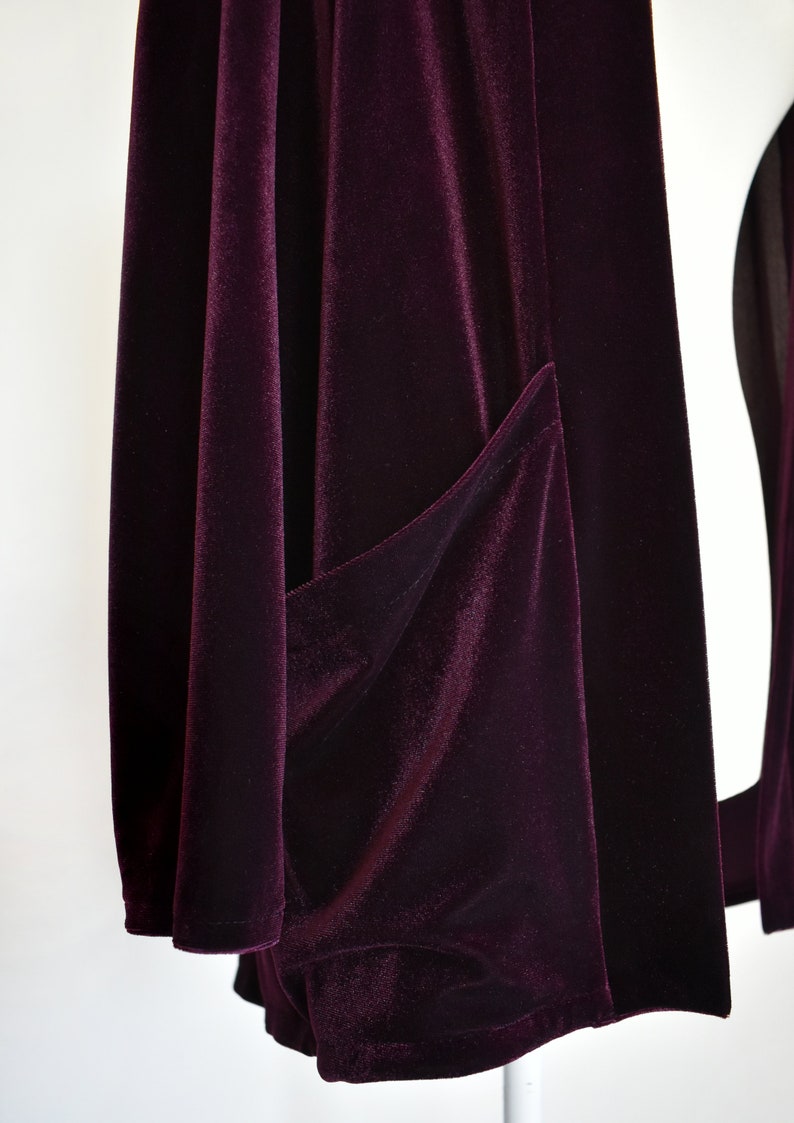 Velvet Celeste Jacket Cardigan with Pockets / Plum Purple / Olive / Blue Steel / Jet Black / Pink Mauve / Party Jacket / Winter Fashion Plum Purple