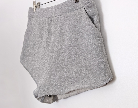 Metallic French Terry Mid-Rise Shorts with Pockets