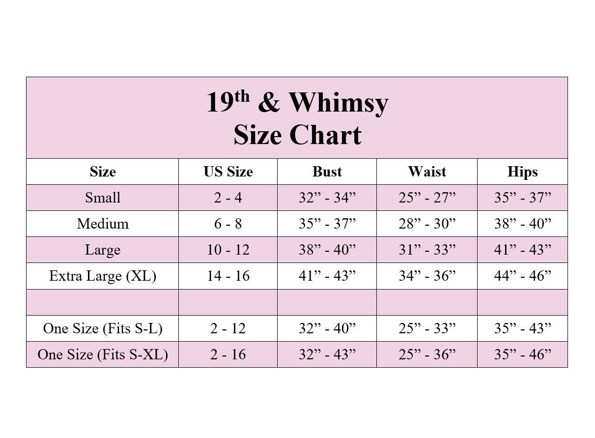 Sparkle In Pink Size Chart