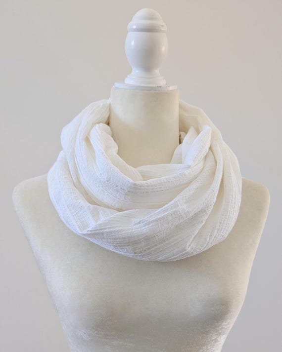Cotton Gauze with Metallic Gold or Silver Pinstripes Infinity Scarf