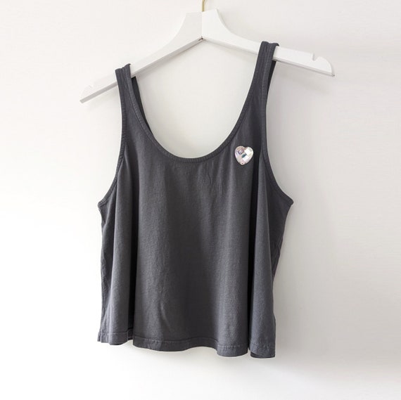 Heart Crop Tank / Red Heart / Gold Heart / AB Heart / Black or Gray or M/L White