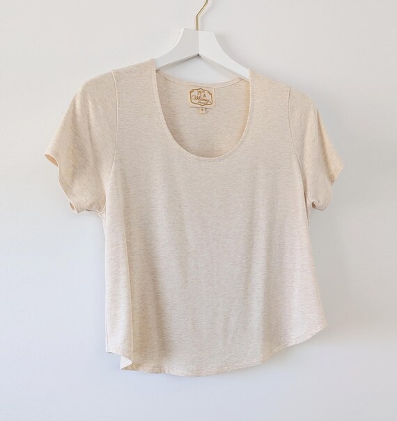 Customizable Bamboo Rayon Cotton Cropped Tee: V-Neck or Scoop, Choose Your Sleeve Length!