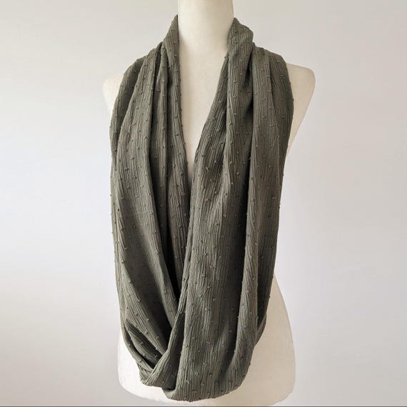 Woven Rayon Infinity Scarf / Solid / Textured / Striped