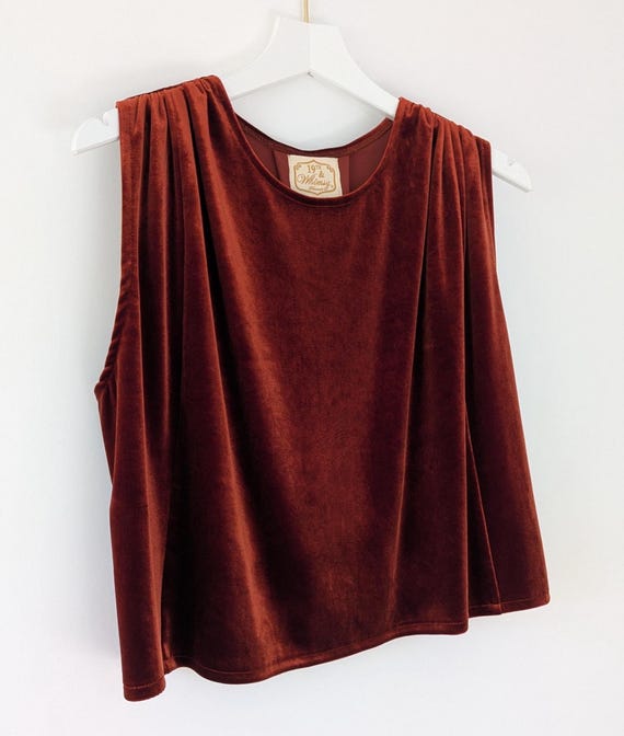 Velvet Cropped Sleeveless Draped Blouse / More Colors!