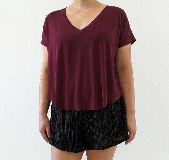 Deep V Cropped Tee /  One Size or One Size Plus / More Colors!