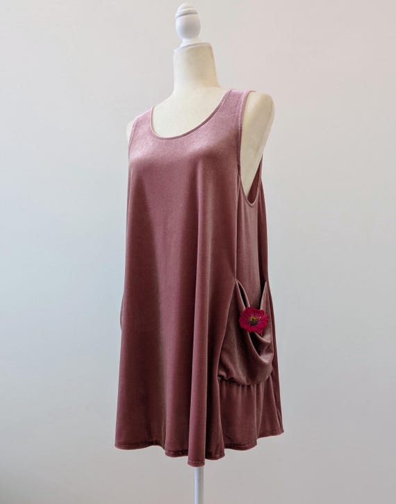 Velvet Pixie Pocket Mini Dress / Reversible Neckline / More Colors!