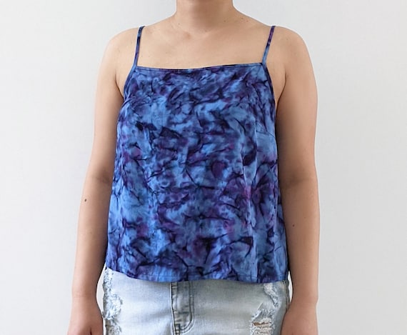 Hand Dyed Cropped Camisole Lilac Red Blue Black White