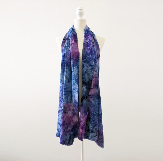 Frayed Edge Hand Dyed Long Woven Scarf