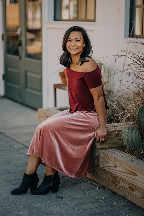 Velvet High Waist Midi Skirt / More Colors!